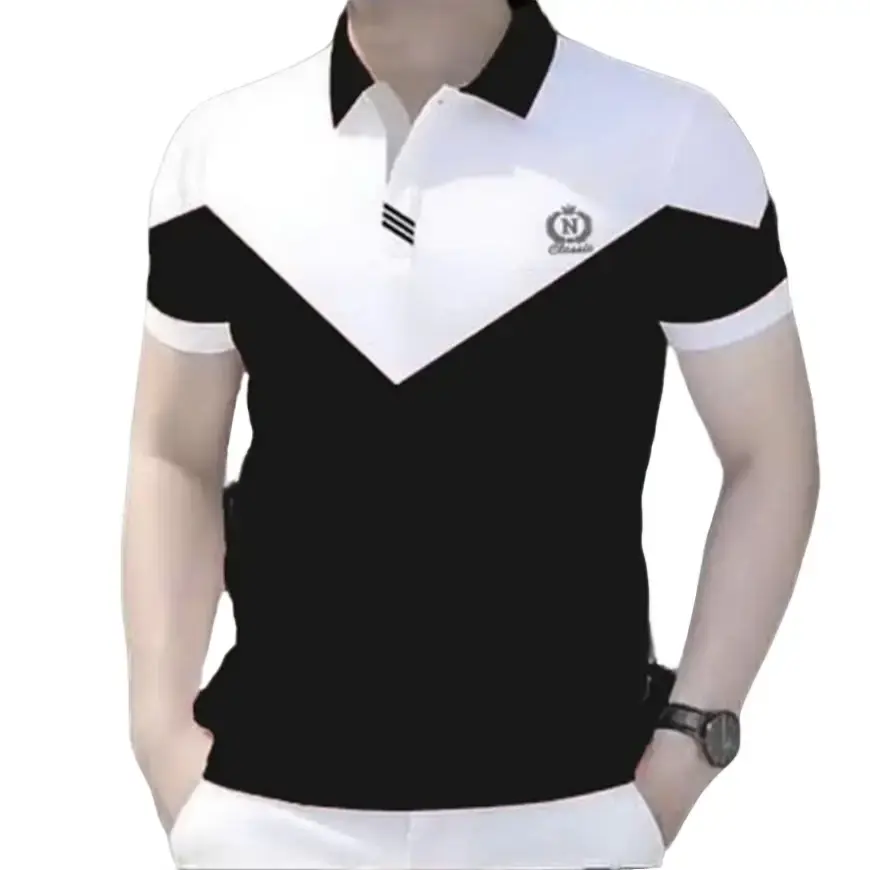 Áo thun nam POLO nam tay ngắn mix 2 màu sang trọng thêu logo cao cấp- QUÂN MENSWEAR - Cộc Tay, Có Cổ Shirt