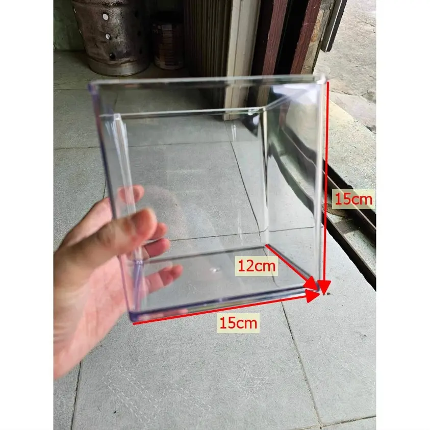 Hồ nhựa mini nuôi cá 15x12x15 betta, guppy, cá thủy sinh - cao cấp siêu trong