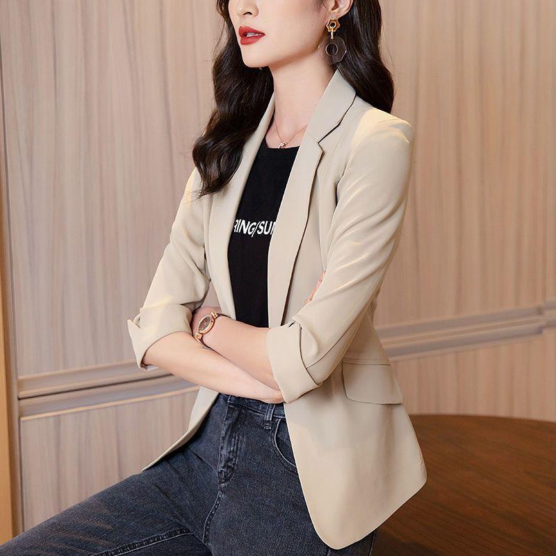 Áo Khoác Vest Nhỏ Áo Khoác Nữ, Tay Áo Ba Phần Tư, Dáng Ôm, Phong Cách Thường Ngày Ngắn, Thích Hợp Cho Mùa Xuân Và Mùa Thu, Hàng Mới Về 2024 3