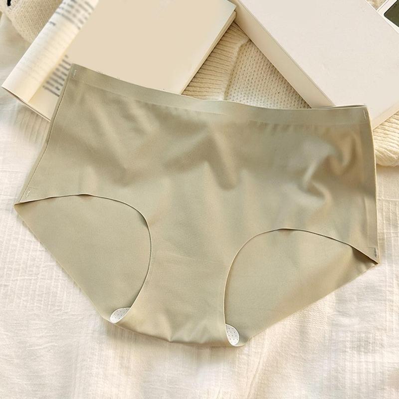 Đồ Lót Nữ, Màu Trơn Độ Đàn Hồi Cao, Cạp Thường, Liền Mạch, Làm Bằng Lụa Lạnh In Hình Thời Trang 4