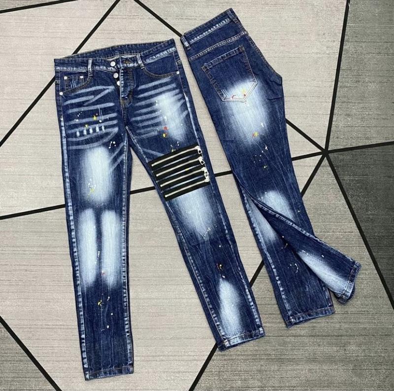 Quần dài jean nam đen 4 cúc thêu họa tiết hổ vẩy sơn chất jean co giãn mẫu mới Menswear Pants 1