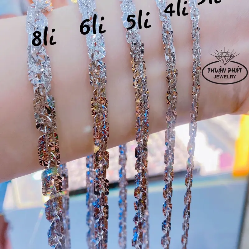 Phụ Kiện Dây Chuyền Xoắn Lá Vuông Đủ Size Unisex Đeo Cổ Bền Sang Trọng Trang Sức Bạc Ý Xi Kim- Bạc Thuận Phát . 0