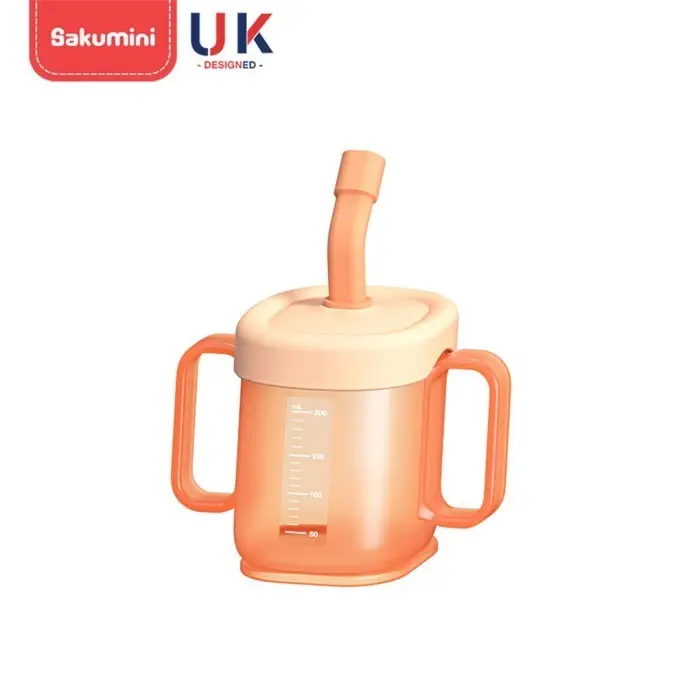 SAKUMINI Curve Straw Cup Cangkir Minum Anak Sedotan Training Cup Doidy 5