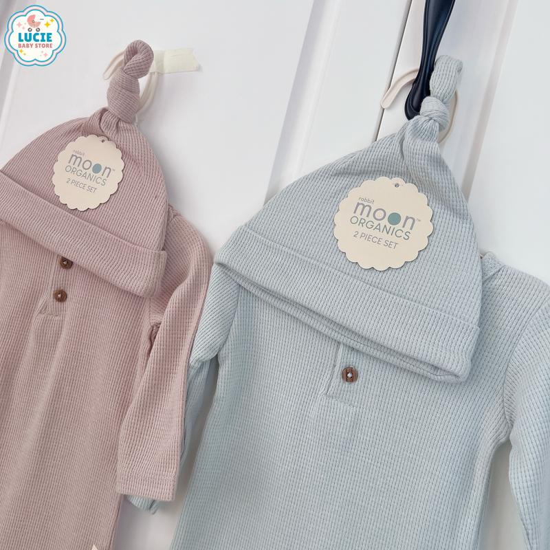 Sét body 2 chi tiết dài tay kèm móc cho bé trai 0-9 tháng chất liệu cotton thoải mái mỏng nhẹ mùa thu đông Kem Vải Cotton mền 2