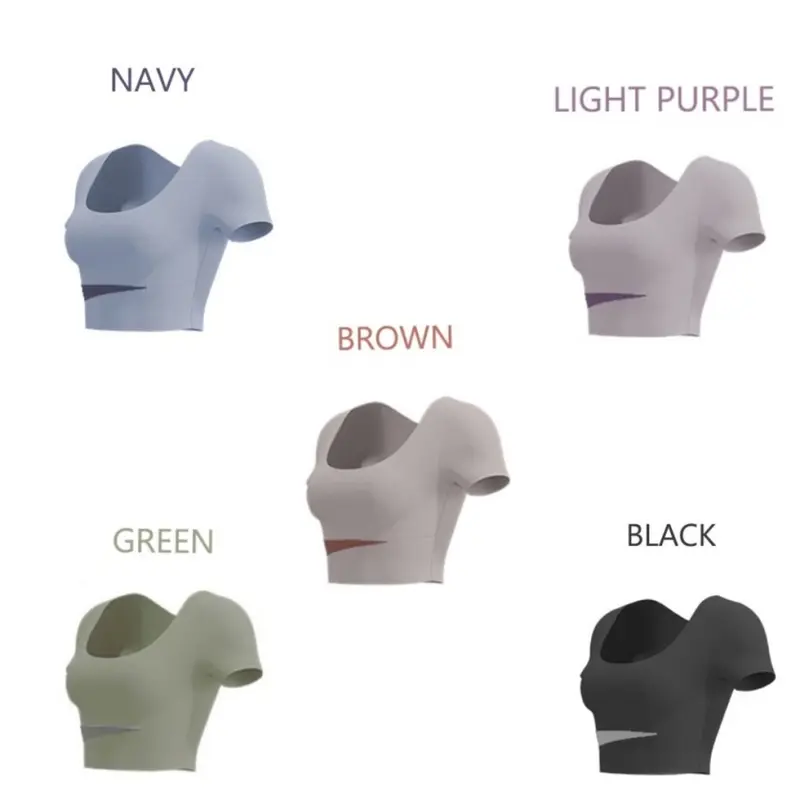 Hens Baju Olahraga Wanita Crop Top Lengan Pendek Atasan Olahraga (LL) 3