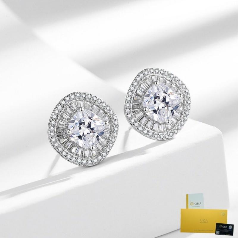Product Introduction of [with Gra Certificate]  New Arrival Hot Sale Fashion Square High-Grade Moissanite Stud Earrings 16
