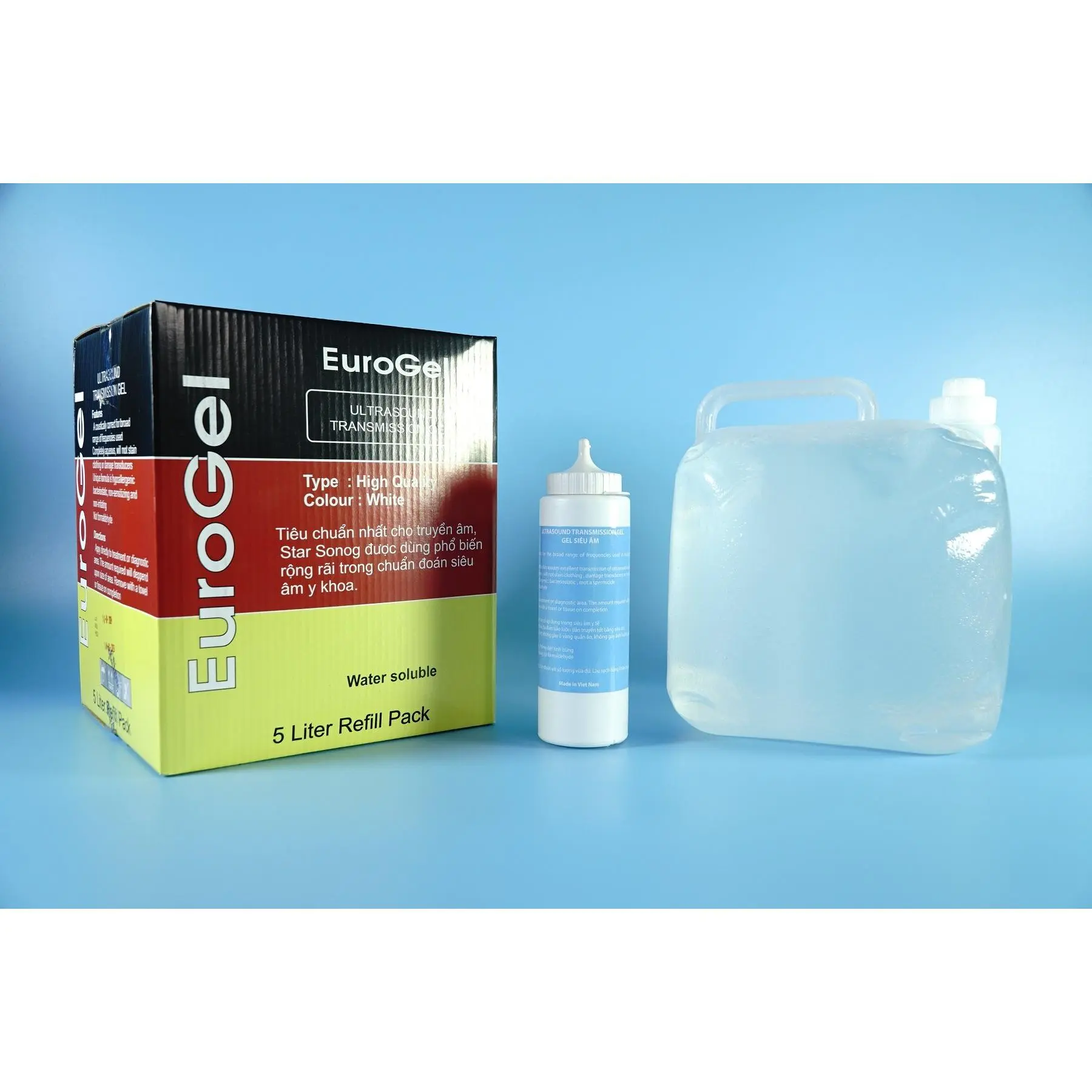 Gel siêu âm EURO GEL cho máy siêu âm - 1 lít & 5 lít nhiều màu Chai 1 lít