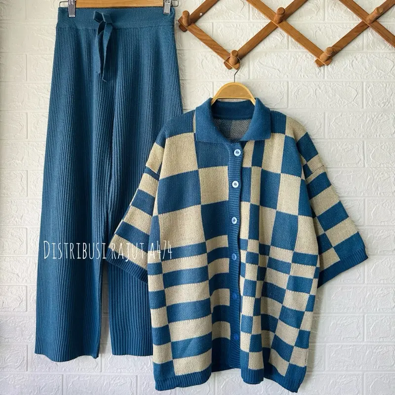 ONESET KNITWEAT OUTFIT FUJI SETELAN CELANA KULOT RAJUT WANITA Cardigan Baju Panjang