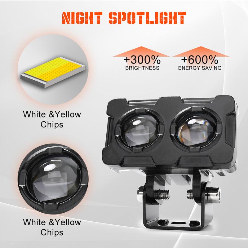 Product Introduction of 2PCS Lampu Tembak Lampu Sorot 2 Mata lampu mobil SQL Lampu Tembak LED Laser SQL OWL Laser LED D3 SQL 2 Mata Putih Kuning Car Kabel Truk 2
