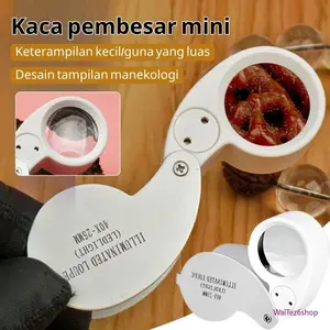Kamera Mikroskop Lup Tangan LED 40X Optik Serat, Pembesar Detail Saku untuk Inspeksi Perhiasan, Koin, Filateli, PCB, Elektronik, dan Buku