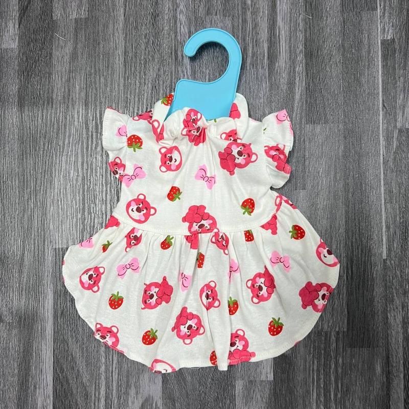 Váy đầm cho mèo chó: Đầm Gấu dâu vải thun