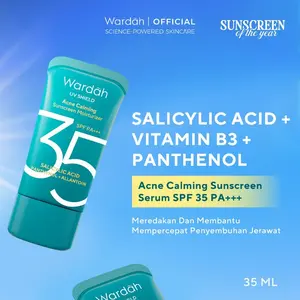 NEW PACKAGING! Wardah UV Shield Acne Calming Sunscreen Moisturizer SPF 35 PA+++ 35ml Tabir Surya