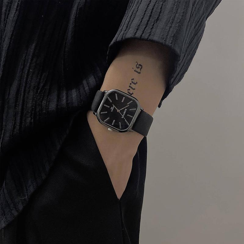  Đồng Hồ Nam Dây Da ROSIVGA - Đồng hồ đeo tay thời trang mặt vuông Sang Trọng Watch 