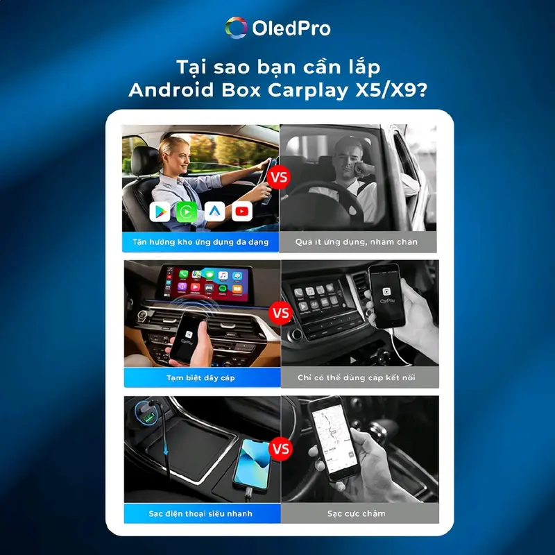 Box OledPro X9 biến đổi màn hình zin ô tô trở thành màn android. Cắm sim 4G. Tặng Vietmap S2 và youtube không quảng cáo 2