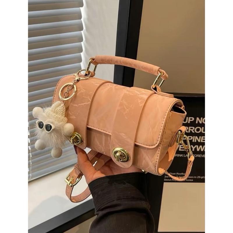 Túi Xách Nữ Đeo Chéo Túi Đeo Vai 2 Dải Da Nhung Phối Quả Bông Thời Trang BBStore Bag 2