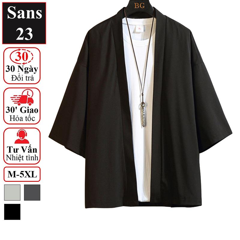 Áo cardigan nam form rộng unisex Sans23 kimono nhật bản mỏng trơn basic bigsize 3xl 4xl 5xl big size 80kg 90kg 100kg Menswear Jacket