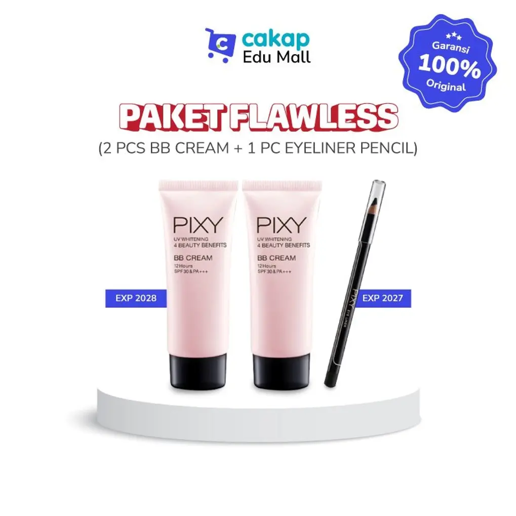 PIXY Special Offer : Beli 2 BB Cream Gratis 1 Eyeliner Pencil |PIXY UV Whitening BB Cream 4 Beauty Benefit SPF35 PA+++ Foundation 30ml BPOM Edumall | PIXY Perfect Eyeliner Pencil Black Brown Eyeliner Pensil BPOM Edumall