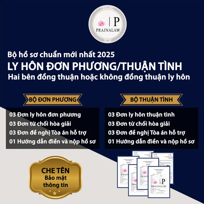 Combo 03 Bộ Đầy Đủ Ly Hôn Thuận Tình, Ly Hôn Đơn Phương 2025 Kèm Hướng Dẫn Chi Tiết P14| Prajnalaw 0