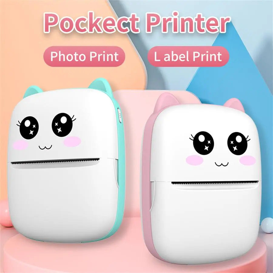 Portable Mini Printer, 1 Count USB Rechargeable Wireless Mini Printer, Label Printer for iOS Android Smartphone, Mobile Wireless Label Receipt Sticker Photo List Notes Inkless Smart Printing