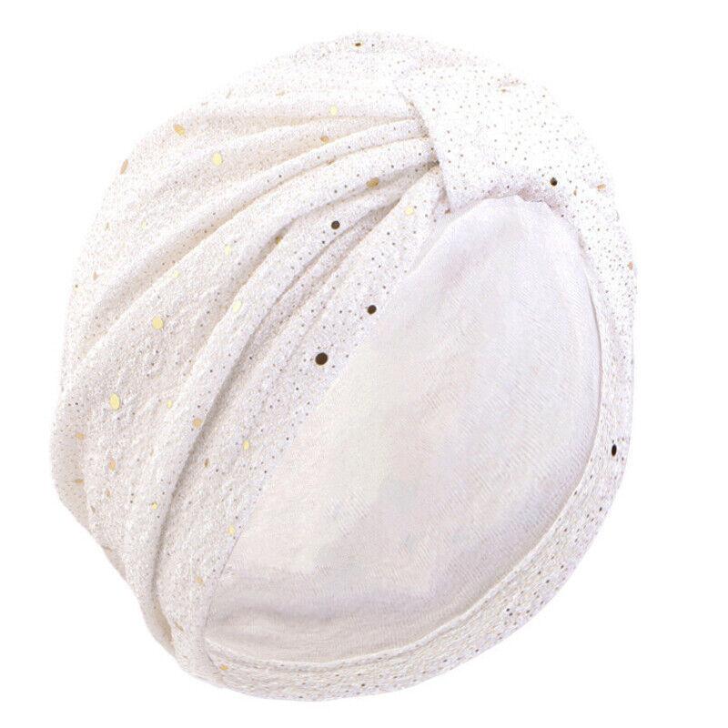 Turban Hat Muslim Stretchy Glitter Sequins Headscarf Hijab Cap Women Head Wrap Hats Party 7