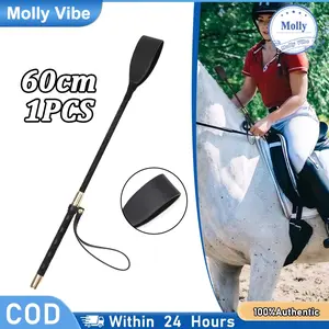 Pecut Kuda 60cm Kulit PU Premium - Cambuk Berkuda Lightweight, Handle Anti Slip untuk Berkuda