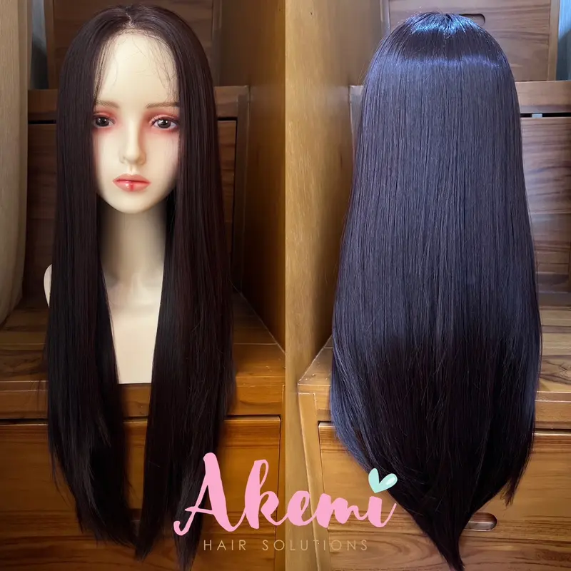 [AKEMI HAIR] - FULL LACE WIG AKEMI - LURUS NATURAL 70cm Rambut Palsu Wanita Dewasa Renda Panjang Natural Premium Black Coklat Pirang Wig Bebas Belahan Rambut Hitam Marcellashairclip 3