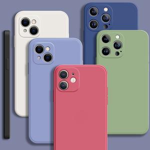 Case for iPhone 16 15 14 13 Pro Max 12 Mini Original Style Liquid Silicone Case Soft Cover