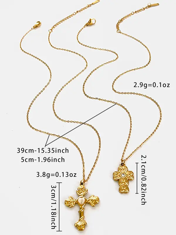 Vintage Cross Pendant Necklace for Women, Fashion Jewelry for Party, Daily Clothing Decor, Trendy All-match & Exquisite Jewelry for Birthday Gift, Statement Necklace 1