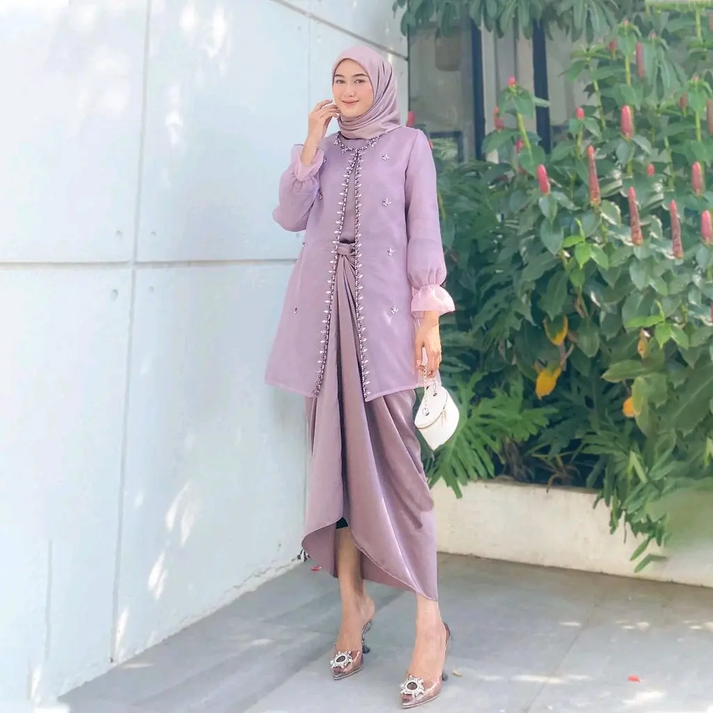 DEBATIK || Oneset Outer Organza Premium Baju Pesta 2025  Lebaran Mewah Setelan Kondangan Kekinian Rok Lilit Bahan Maxmara OOTD Kekinian Wanita Jemma Polos Muslim Panjang Remaja Dewasa