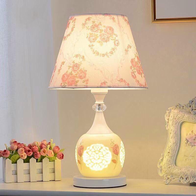  Đèn ngủ MONSKY LONA trang trí phòng ngủ họa tiết hoa hồng kèm sẵn bóng LED đui xoáy 