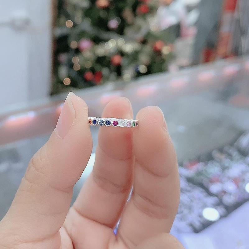 Nhẫn đá màu ngón út bạc ta ( ĐK nhẫn 1.4cm) 1sz nha khách cá tính HHj bạc đẹp hải hạnh 3