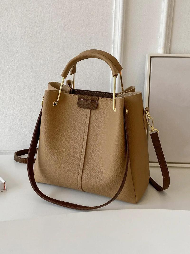 Product Introduction of Women's Fashionable Lychee Pattern Handbag, Casual Pu Leather Shoulder Bag for Daily Used, Trendy Versatile High-quality Daily Commuting Bag 2