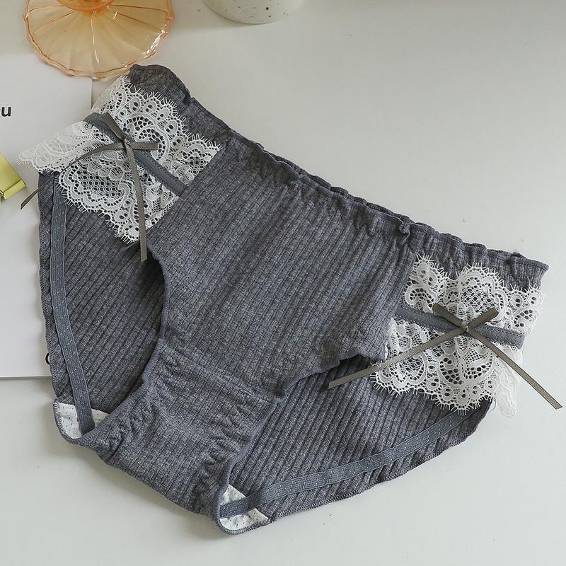 Đồ Lót Bé Gái, Chất Liệu Cotton Nguyên Chất, Thiết Kế Nơ Ren Tinh Khiết, Quần Đùi Tam Giác Lụa Lạnh Cạp Thấp Gợi Cảm, Mông Nâng, Được Làm Bằng Cotton 4