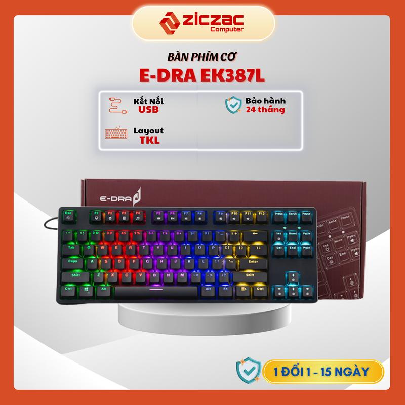  Bàn phím cơ EDRA EK387L Rainbow LED TKL layout 87 phím kết nối có dây USB - Chính hãng bảo hành 24 tháng 