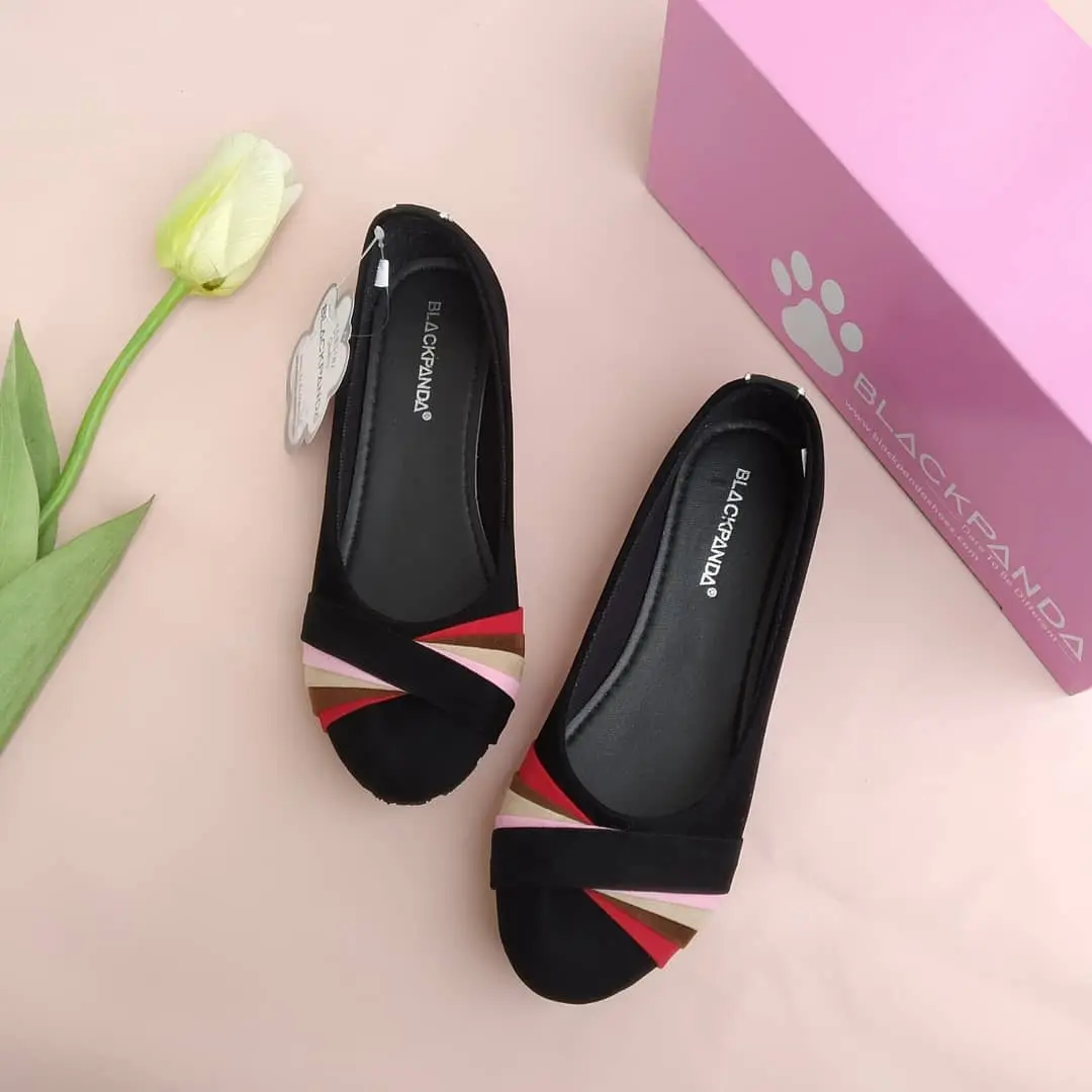 Sepatu Flat Shoes Wanita Blackpanda Flatshoes GALATA RAINBOW BP2.204 - BLACK PINK