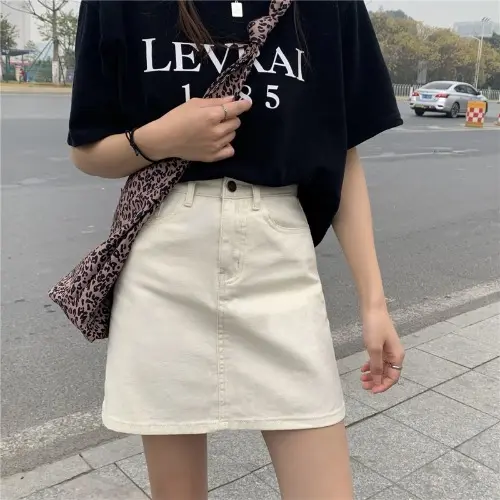 Chân Váy Denim Chữ A, Dễ Phối Đồ Thường Ngày Dành Cho Nữ, Cạp Cao, Bó Sát, Cỡ Nhỏ Nhắn, Chân Váy Ngắn Denim, Thích Hợp Cho Mùa Xuân Và Mùa Thu, Hàng Mới Về 2023