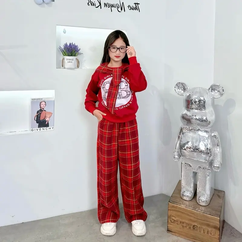 TN(23-53kg) Bộ nỉ cột khăn quần suông BB cho bé gái 3