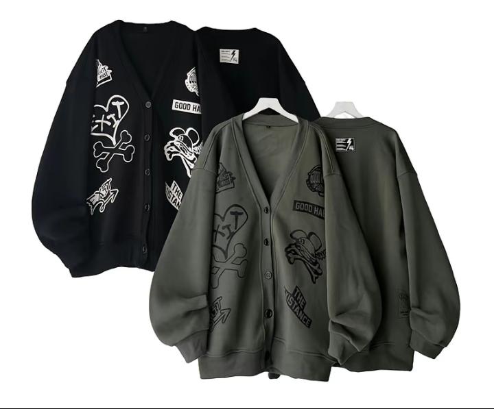 Áo khoác nỉ cardigan GOOD hình in nổi Jacket Menswear 1