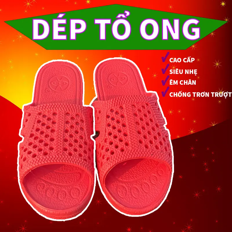 Dép tổ ong siêu nhẹ màu ĐỎ có size từ 35-43, chất liệu nhựa EVA cao cấp giúp đi êm chân và thoáng chân 0