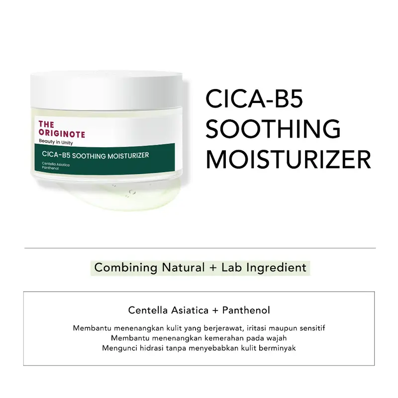 The Originote Moisturizer Cica B5 Soothing Moist | Moisturizer Acne | Moisturizer Kulit Jerawat Muka Perawatan Pelembab Wajah Hitam Pencerah 1