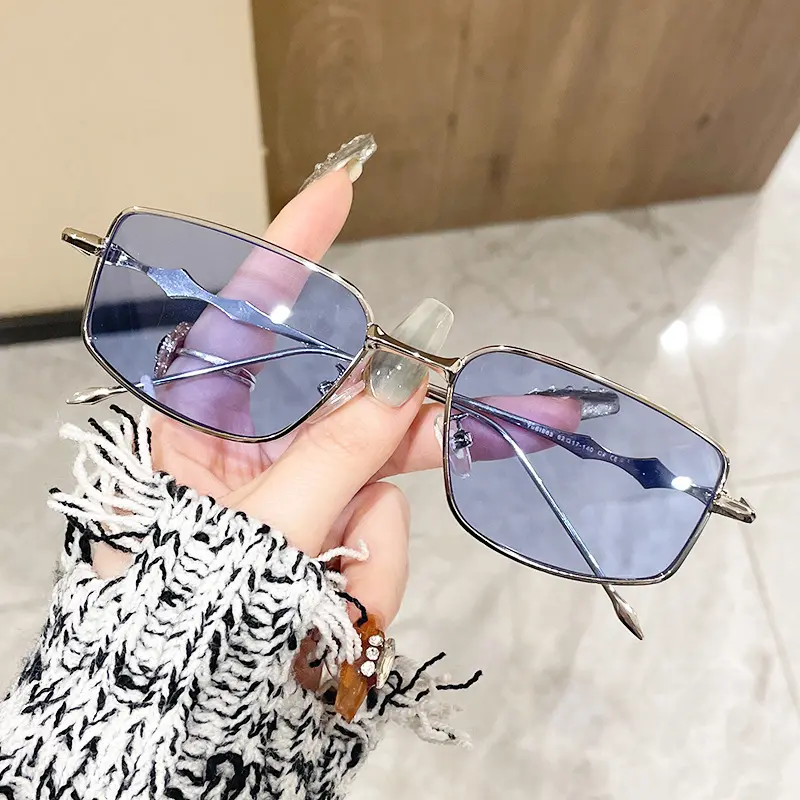 Kính râm gọng kim loại dành cho nam và nữ, kính râm thời trang cặp đôi, kính trơn chốngXanh Biển tia, gọng kính GM, mới Eyewear Sunglasses