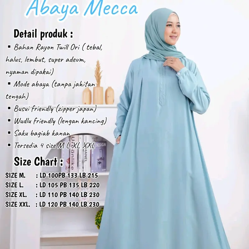 Abaya Polos Jumbo Ld 120 Abaya Mecca / Abaya Ruby Bahan Rayon Twill Super Adem 5