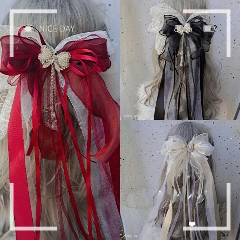 Product Introduction of Kẹp Tóc Nơ Ren Da Quạt Công Chúa Lolita, Phong Cách Nhật Bản, Hoa Lộng Lẫy, Thích Hợp Cho Cô Dâu Đám Cưới Và Cô Gái Mori, Kẹp Bên 8