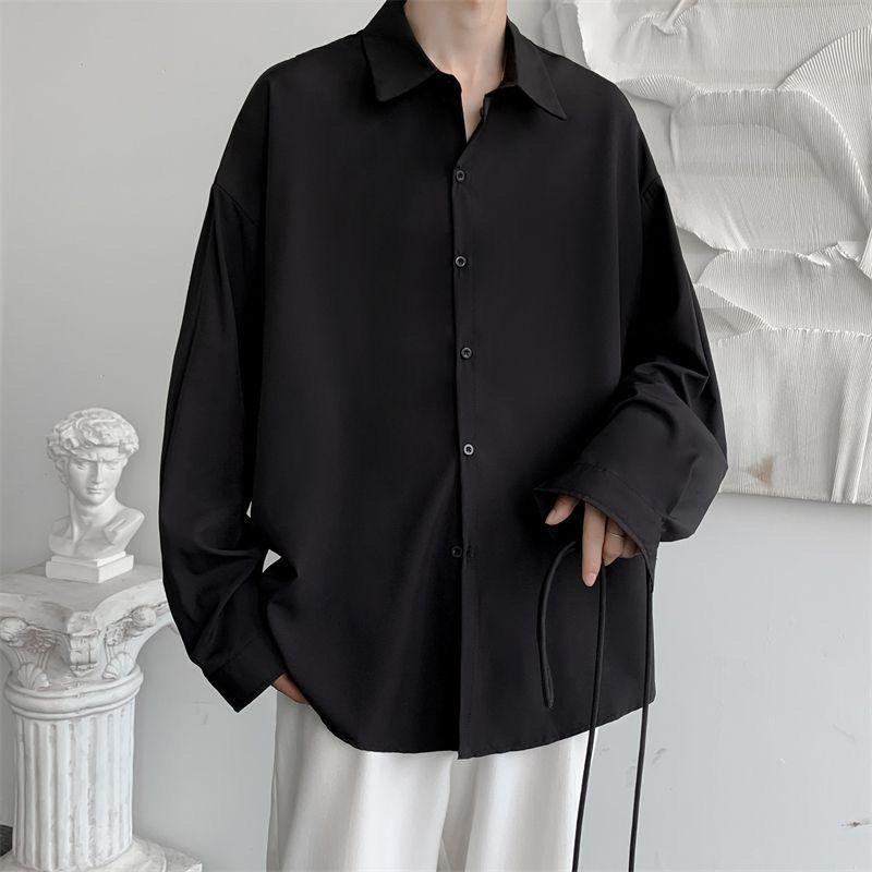 Áo Sơ Mi Trắng Đồng Phục DK, Phong Cách Preppy, Dành Cho Nam Giới, Tay Áo Dài, Phong Cách Hồng Kông, Dáng Rộng Rãi Và Thường Ngày, Phong Cách Hàn Quốc, Hợp Xu hướng, Dễ Phối Đồ, Áo Khoác 8