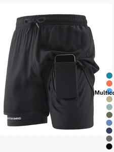 Shorts para hombre con estampado de letras, bolsillo con cierre de cremallera, shorts transpirables de secado rápido para correr al aire libre, fitness, pantalones de playa, shorts para hombre para el verano
