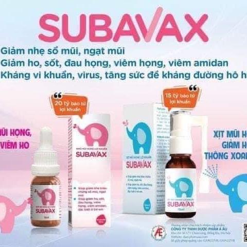 ￼Xịt, nhỏ mũi họng lợi khuẩn Subavax bổ xung lợi khuẩn đường hô hấp, tăng sức đề kháng đường hô hấp 3