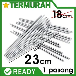 1 pasang 1pasang Sumpit stainless makan Korea SUMPIT Korea Bulat 22cm 23cm 22 23 cm Polos