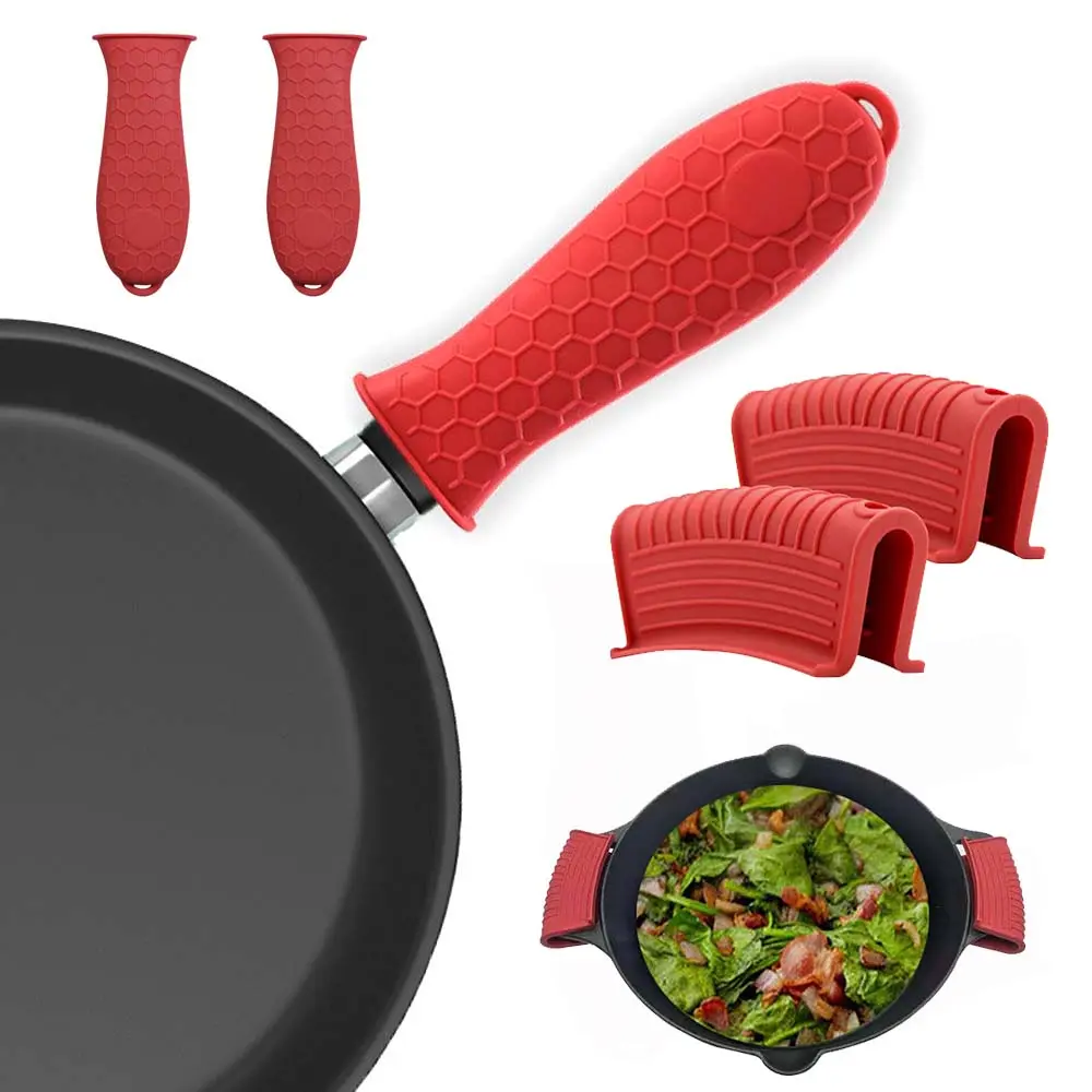 Cooking Heat Resistant Cookware Holder Silicone Pan Handle Cover Pot Handle Holder Protective Cover Kitchen Accessories