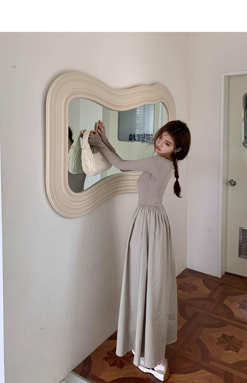 Product Introduction of French Hepburn style long sleeve square neck bottoms dress WOMEN'S autumn 2024 new high-grade elegant inner match long dress Casual Womenswear 16