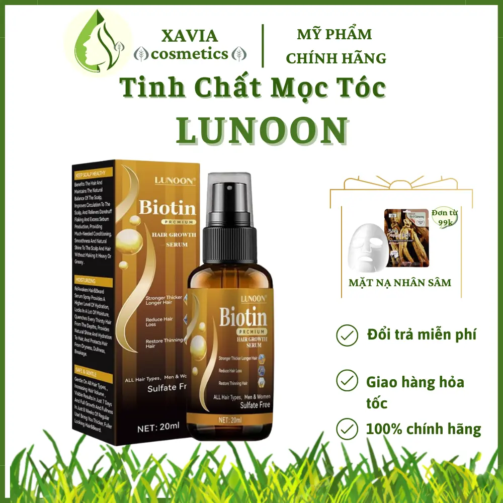 Biotin Hair Growth Lunoon - LUNOON Hair Serum nourishes hair follicles, promotes fast, strong, smooth hair growth - XAVIA COSMETICS Hair Care Hair Treatment